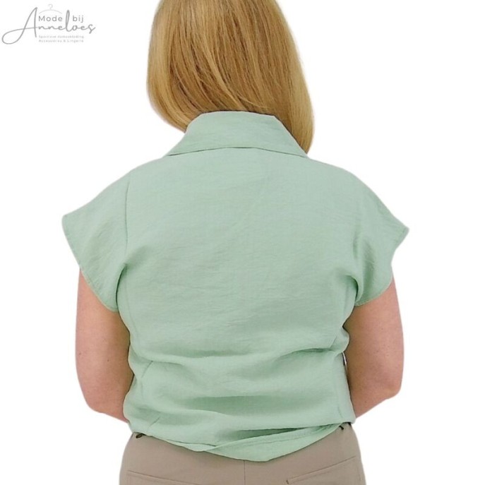 Anna Menotti Blouse ML kraag strik Mint